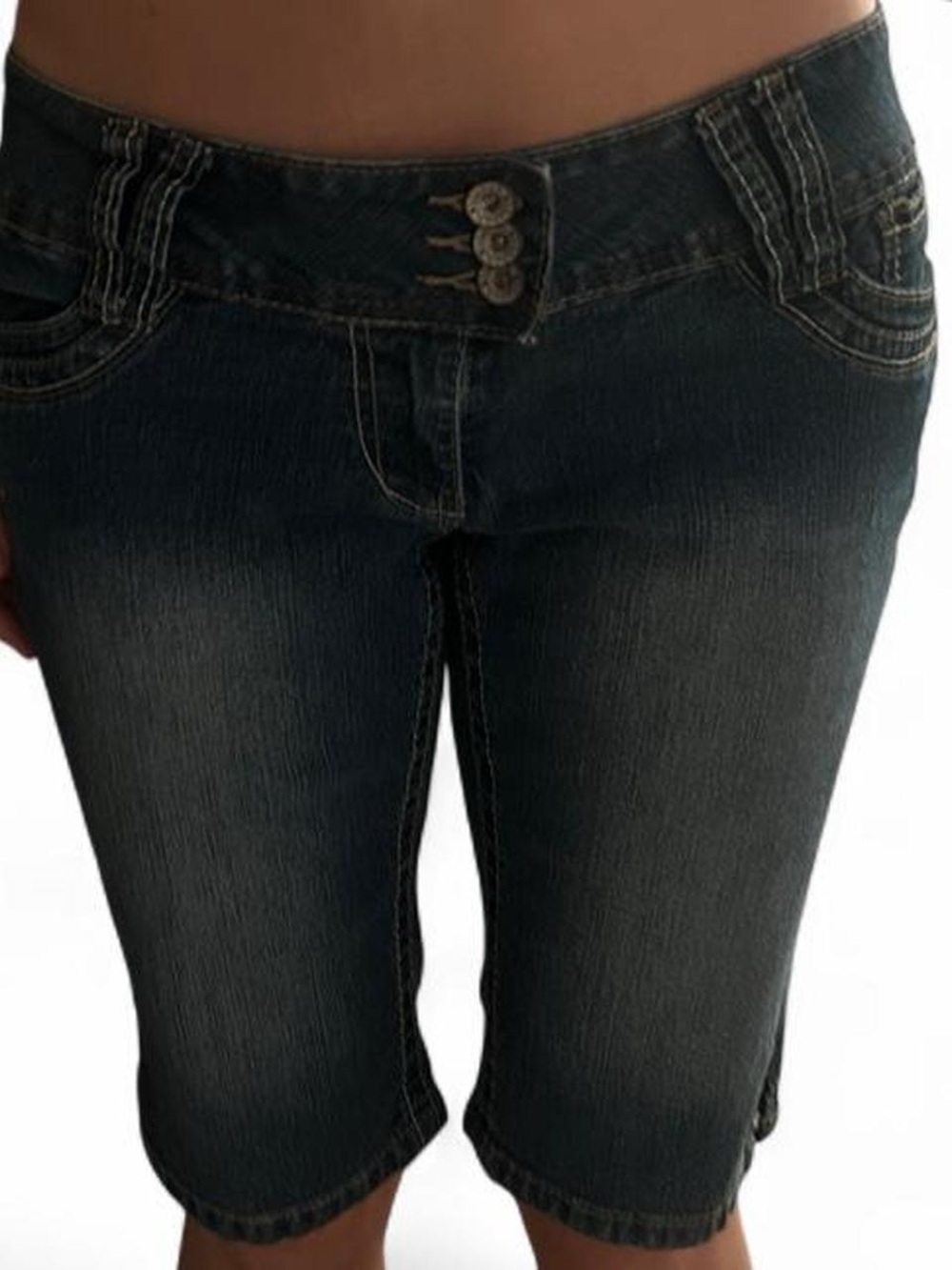Angels Jeans Dark Blue Cropped Denim Bermuda Shorts